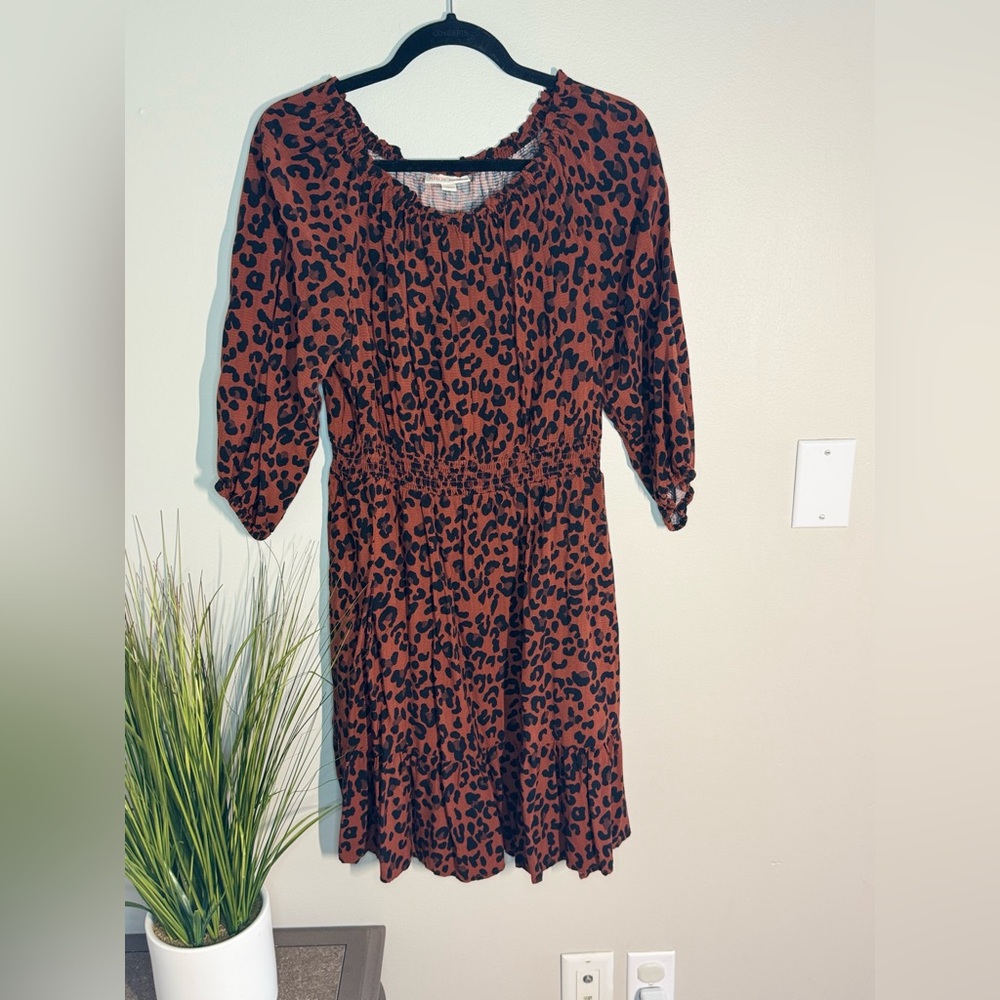 Knox Rose Animal Print Long Sleeve Dress